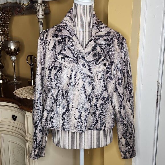 Jennifer Lopez snakeskin cropped jacket women's size L - Picture 1 of 7
